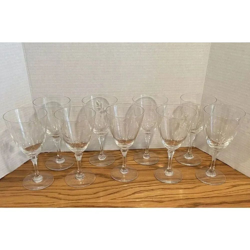 Lenox Brookdale Water Glass Vintage Lenox Blown Glass USA Cut Floral Design